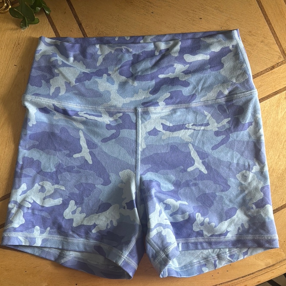 Fleo Blue and White Athletic Shorts with High Waistband